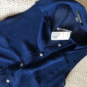 Sheer blue long vest forever 21